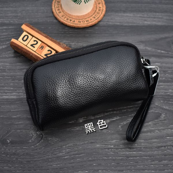 

hbp head layer leather women's new hand bag lyneous pattern three-layer zipper wallet casual mobile phone bag soft, Red;black