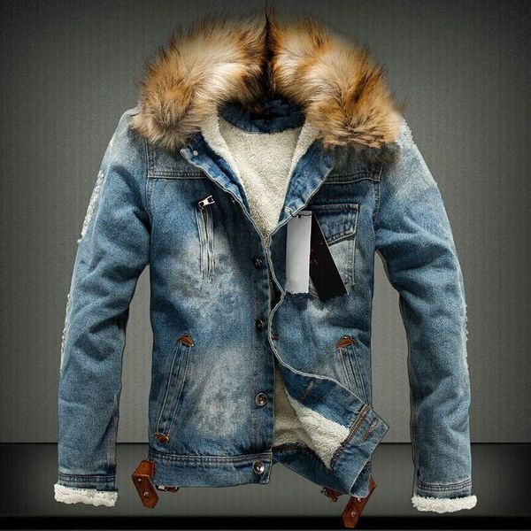 

men's jackets winter men jean outerwear warm thick fleece denim coats wool liner casual outdoor coat windbreaker, Black;brown