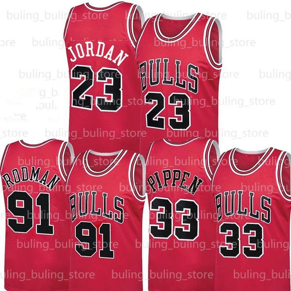 

retro chicago bulls 23 michael jersey scottie 33 pippen jersey dennis 91 rodman basketball jerseys mens retro mesh, Black;red