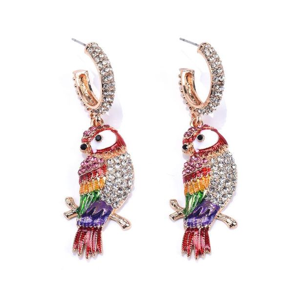 

boho crystal parrot charm drop earrings big pendant earrings female wholesale dropshipping factory ear accessories bijoux, Silver