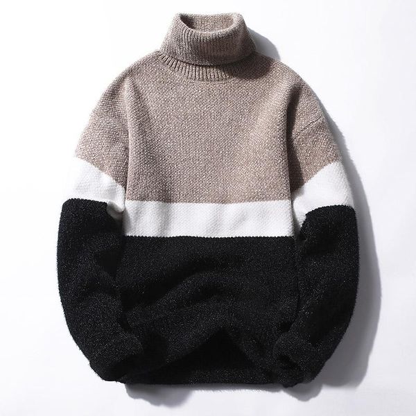 

2020 мужской полосой свитер повседневная теплый пэчворк пуловер джемпер мужская мода уличная одежда осенний пуловер человек трикотажные верш, White;black