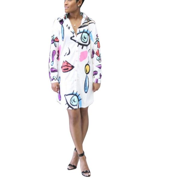 

Women Dress Casual Printed Loose Long Sleeve Blouse SizeL, White