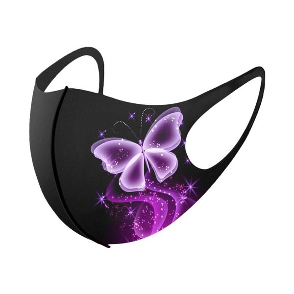 

1 шт. бабочка напечатана рот маска для взрослых ледяной шелк для моющей рождественской маски украшения для лица masque coton reotilisable jl, Black