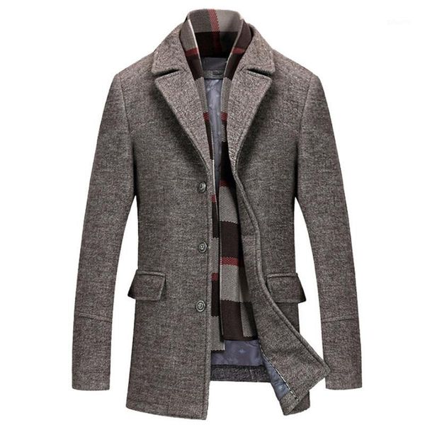 

men's wool windbreaker trench coat fashion business long thicken slim overcoat jacket #1106 a#7331, Black