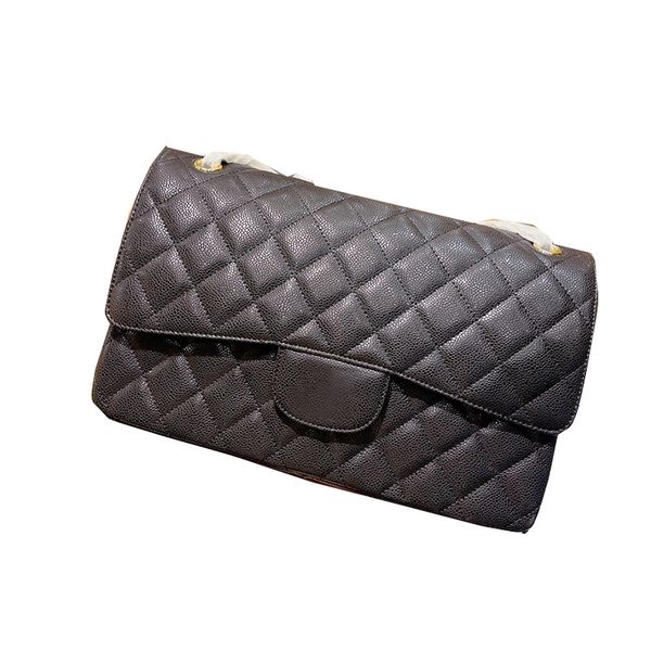

classic double flap jumbo maxi caviar leather bags gold metal hardware quilted matelasse chain crossbdoy shoulder womens luxury designer han