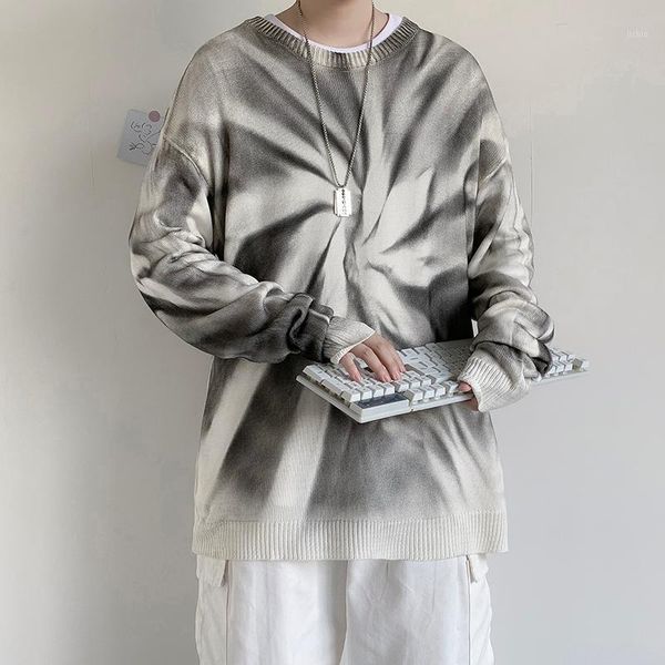 

justar men's autumn new tie dye sweater pullover1, White;black