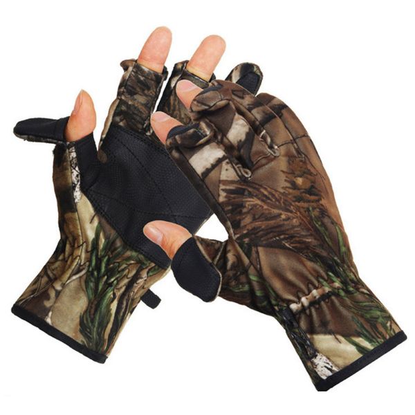 Camouflage Jagd Handschuhe Flip Drei Finger Handschuhe Wasserdicht Winddicht Outdoor Fotografie Angeln Handschuhe Q0114