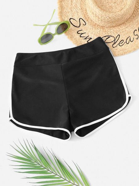 

plus binding trim bikini bottom a5a9#, Black