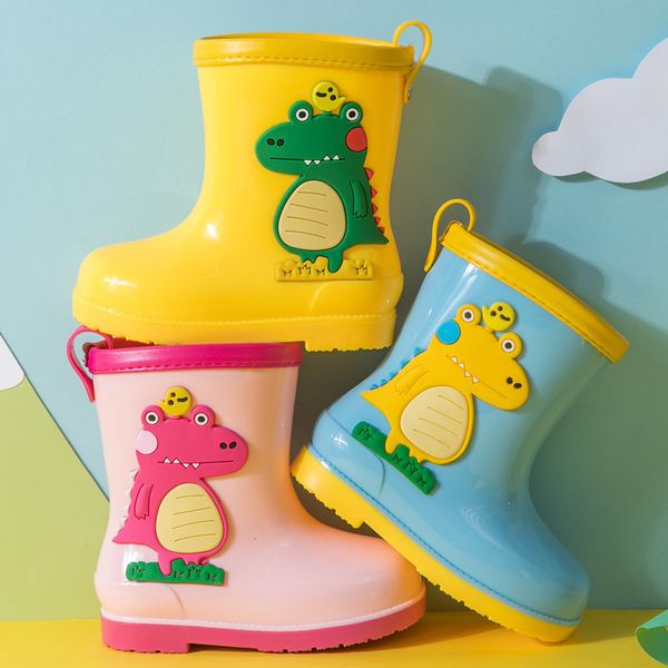 

waterproof rainboots child cute animal cartoon dinosaur rubber infant baby rain boot kids rain shoes pvc 2020 new arrival q1216, Black;grey