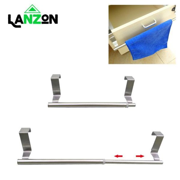 

lanzon wall mounted towel holder stainless steel adjustable towel rack door storage hanger 23/36cm bar cabinet hangin1