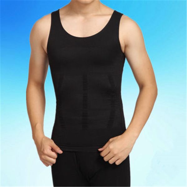 

mens body shapers tshirt fashion trend abdomen corset waistband sports shapewear designer male slimming camisole corset sleeveless, Black;brown