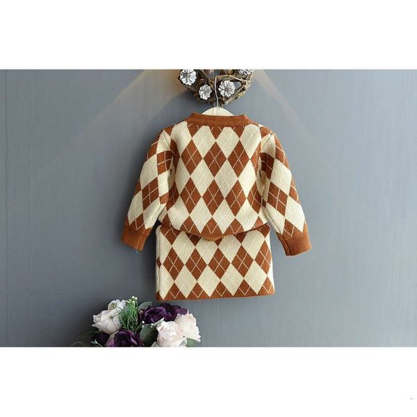 

new fashion clothing korean children's 2019 knitting two piece girls' sweater suit skirt mhehauw5, Blue