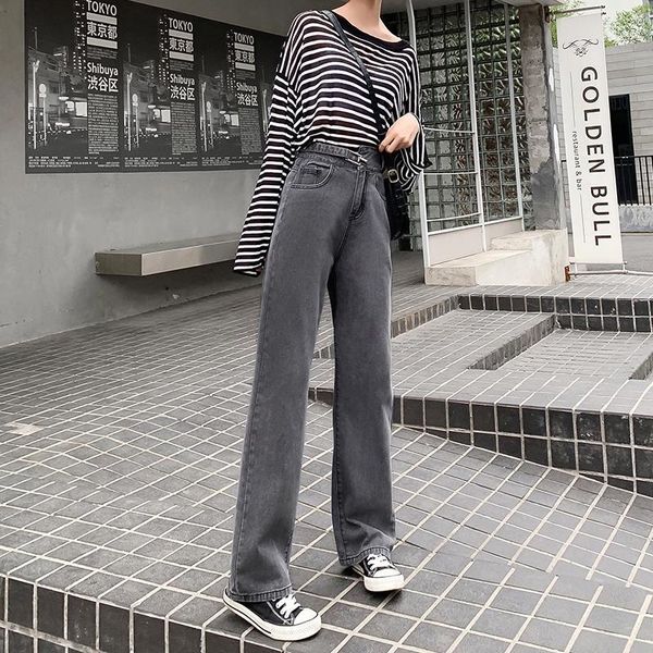 

women loose cotton jeans retro fashion blue dark grey girls sell denim pants1