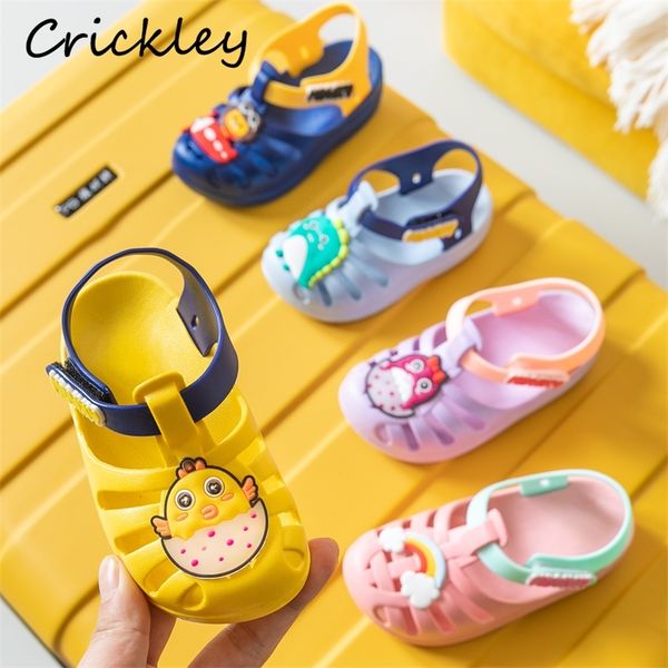 

summer children girls cartoon animal unicorn pattern sandals for kids boys girls pvc hook & loop strip outdoor baby sandals y200619, Black;red