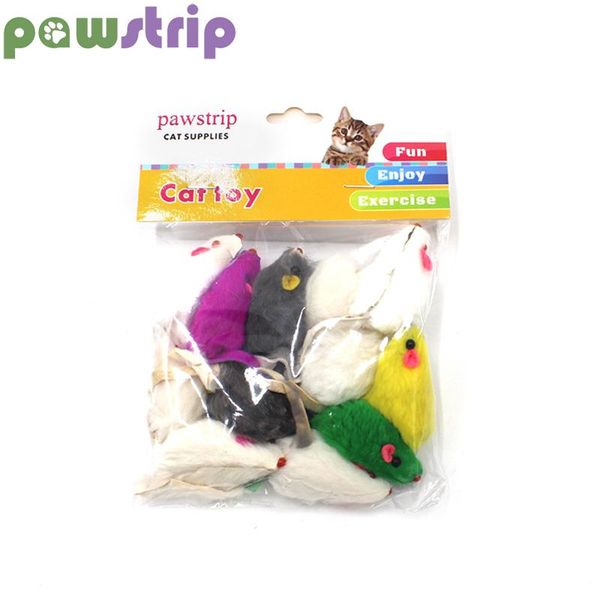 

cat toys pawstrip 12pcs/pack fur toy interactive false mouse with sound rattling