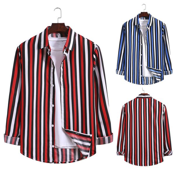 

large size mens business shirts casual long sleeved shirt classic striped male social dress blue red clothes camisas c1212, White;black