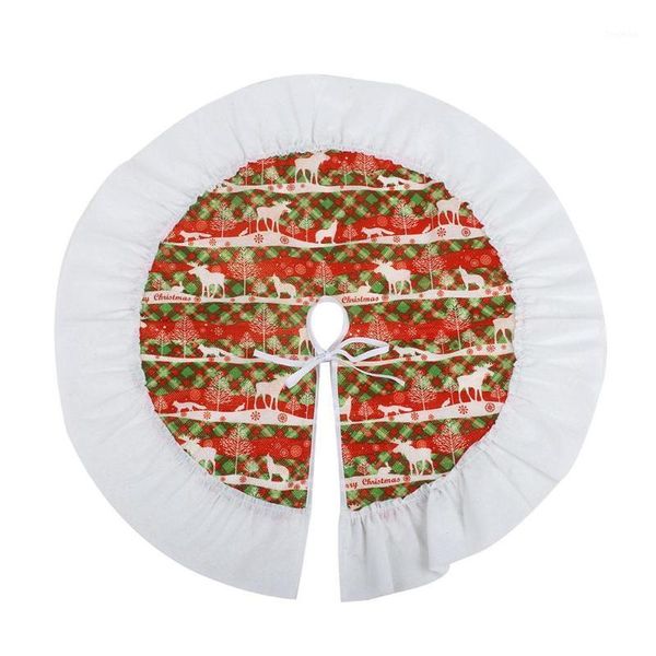 

60cm christmas tree skirt deer pattern cover decoration supplies small size new1