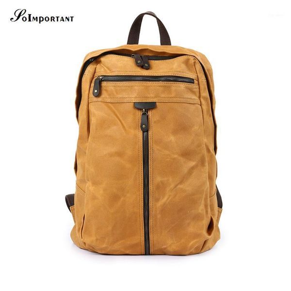 

backpack waterproof lapmen oil wax canvas with leather women female shoulder male large capacity travel bags1