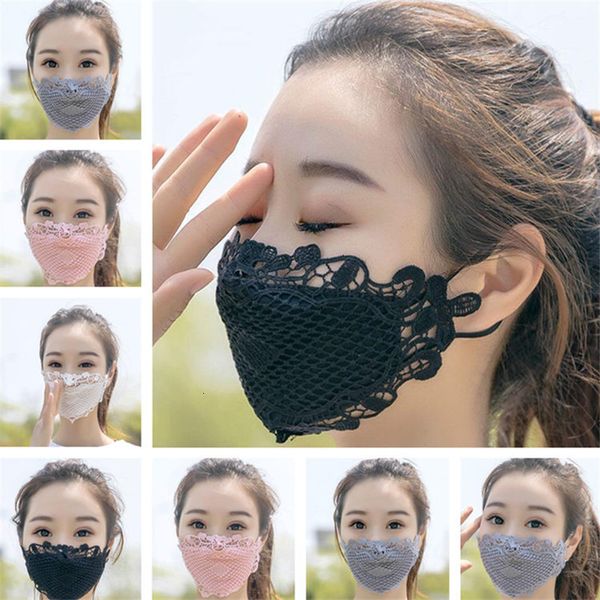 

cotton black white lace anti dust mask cloth face women fashion washable earloop adjustable reusable masks 300pcs t1i2200