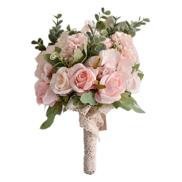

wedding bridal bouquet artificial rose eucalyptus leaves holding flowers decor k9fa