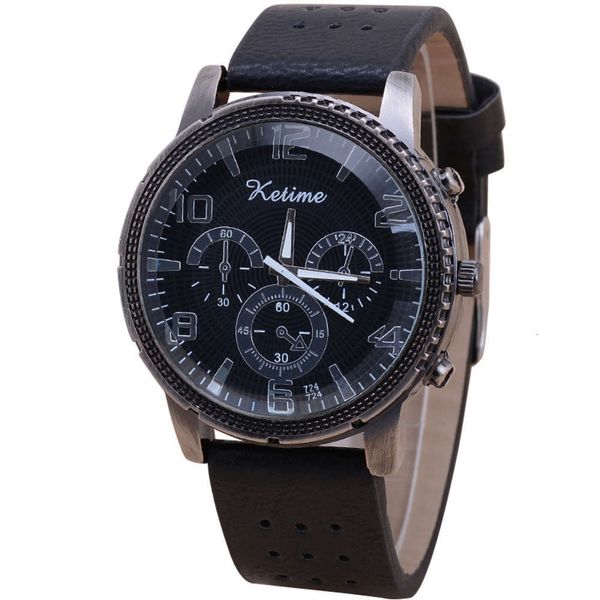 

new popular fashion business men's watch men's korean leisure sports three eye quartz watch, Slivery;brown