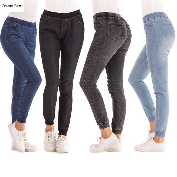 

zipper women casual skinny elastic full length 2020 high waist pencil pants casual fashion jeans plus size, Blue