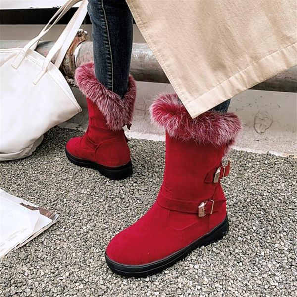 

pxelena new 2020 winter snow boots women warm thick plush fur ankle boots non slip comfort cozy daily shoes hidden heel1, Black