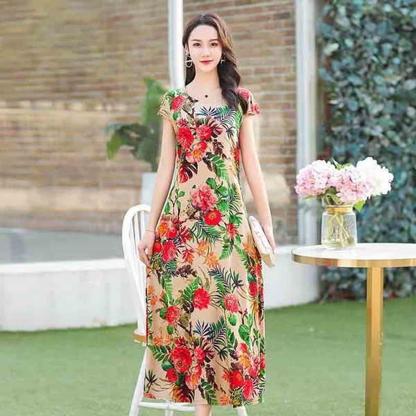 

2021 new new women summer dresses vintage dress beach dress vestido party dress print casual short o-neck straight natural j9bv, Black;gray
