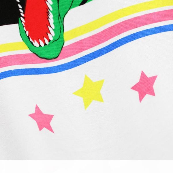 

2017 new high-end men's brand t-shirt fashion cute and dinosaur printing atmosphere t shirt short-sleeved t shirt men, White;black