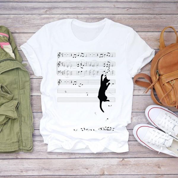 

women cartoon cat funny animal fashion casual 90s print lady t shirts womens graphic t shirt ladies female tee shirt, White