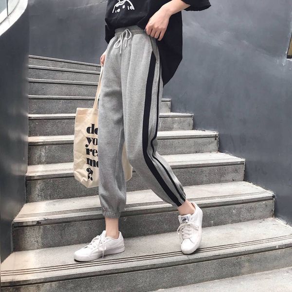 

sweatpants woman pants black gray patchwork loose harem pants women hip hop running trousers mujer pantalones, Black;white