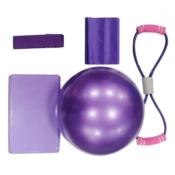

5 pcs/sets pilates workout massage ball gym training fitness equipment yoga block rubber crossfit pull up resistance bands 20201