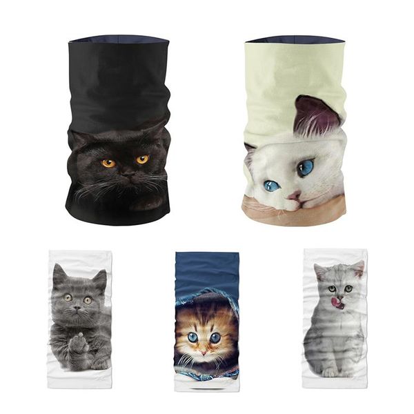 

scarves novelty design 3d printed women headscarf funny animal cat face bandana cycling sports tubular mask headdress handkerchief buffe, Blue;gray