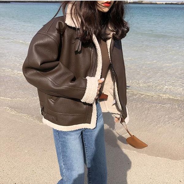 

женщины осень зима теплые куртки с длинным рукавом поворотный воротник элегантный свободные касако феминино вскользь женские пальто женские, Black;brown