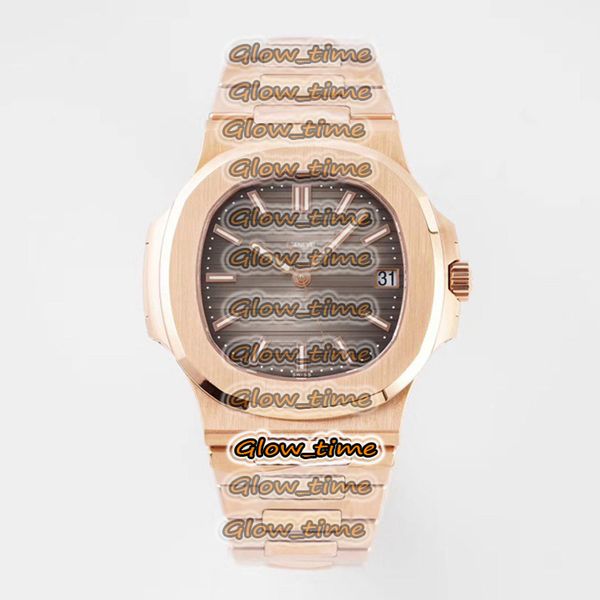 

super ppf-v4 version 5711/1r-001 thk 8.6mm cal.324 s c automatic 5711 mens-watch gradient dial 18k-rose gold case bracelet sport watches, Slivery;brown