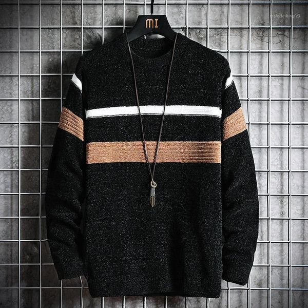 

men's sweaters glacialwhale mens knitted sweater men 2021 winter patchwork pullover jumper harajuku korean casual black men1, White;black