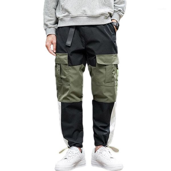 

men's side pocket cargo harem pants 2020 ribbon black hip hop casual men's jogging pants fashion casual street1