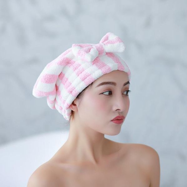 

bowknot dry hair towel quick drying hair cap shower cap for women striped pattern super absorbent bath accessories h jllqqg