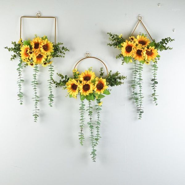 

cilected artificial sunflower wreath eucalyptus garland for front door wedding wall decoration christmas wall hanging1