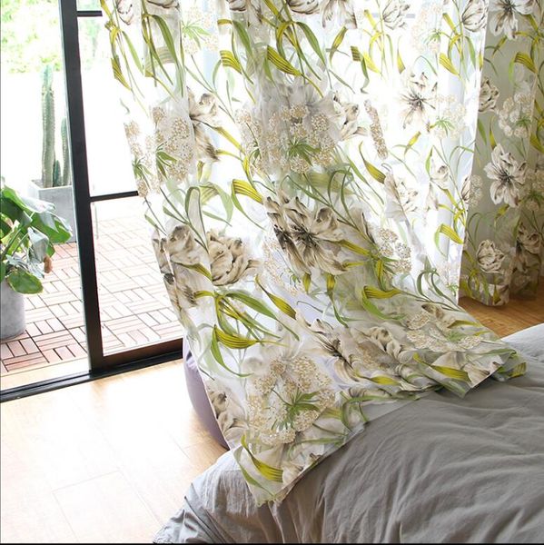 

painted cut gauze curtain custom-made simple living room bedroom window screen curtains
