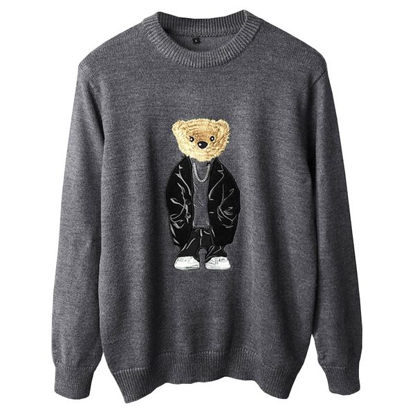 

new luxury men 2021 winter gentleman embroidered chain bear sweaters asian cardigans plug high size # n423 wi7y, White;black