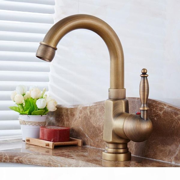 

античная латунь ванной бассейна кран 360 градусов вращения холодной и горячей воды миксера поворотное раковине кран на бортике