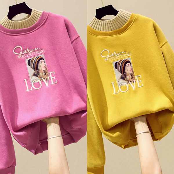 

es of sweater women plush thickening 2020 new autumn winter korean loose half high collar ins pullover fashionvip1q, Black