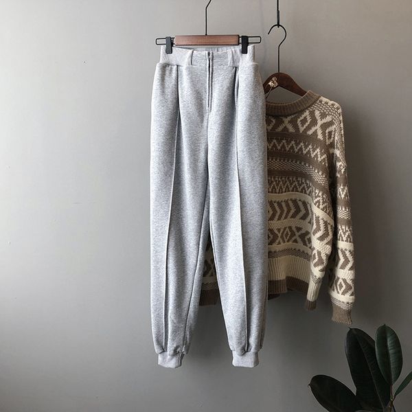 

2021 new spring zip high waist women casual female trousers outwear black gray color harem pants c1af, Black;white