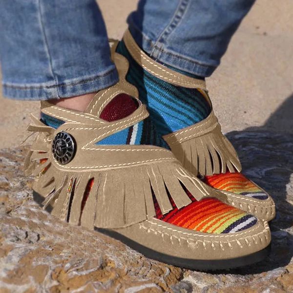 

women boots rainbow sewing ladies ankle boots casual tassel autumn low heel female shoes 2020 comfortable flock woman footwear, Black