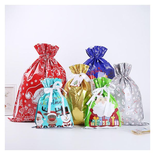 

christmas cute holiday drawstring 10 gift large party assorted styles candy bags cookie wrapping pouches