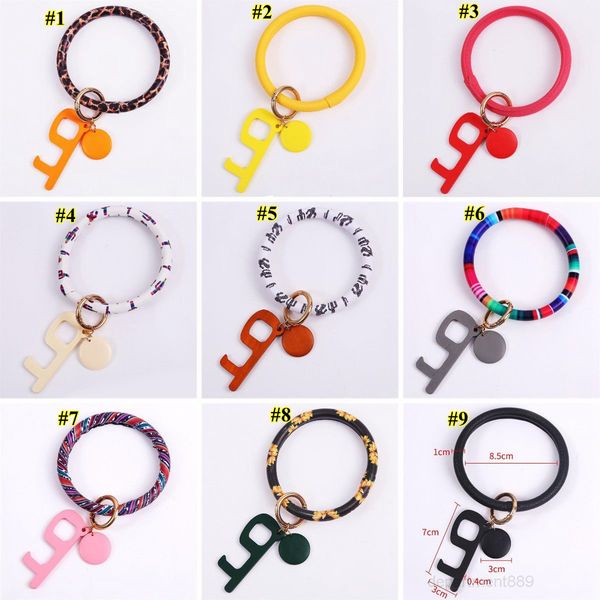 

a-9 colors pu leather bracelet women fashion colorful wristlet keychain door opener wristband party favor gwb2447