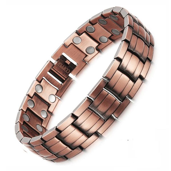 Jóia magnética de cobre de cobre jóias para homens mulheres 2 ímã de fileira saudável bio pulseiras de energia pulseira de dia dos pais