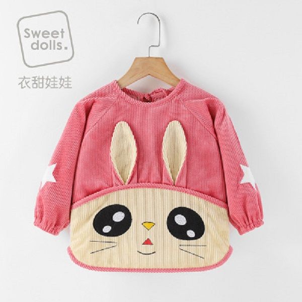 

baby eating gown crystals velvet autumn and winter waterproof anti-dirty anti-wearing children's apron baby long-sleeved baby protectiv, Blue