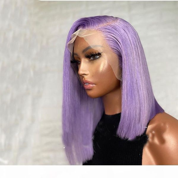 

fake scalp cap 613 purple color lace human hair wigs straight brazilian short bob ombre frontal wig black woman, Black;brown